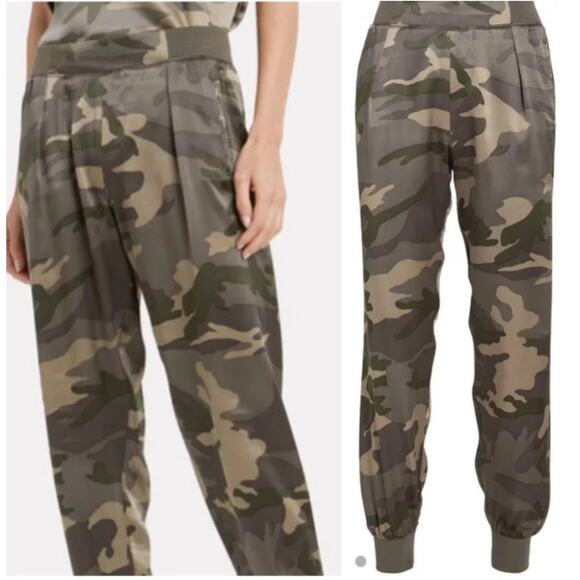 ATM Anthony Thomas Melillo Silk Camo Jogger High Waisted Pleated Pant Women’s XL - Picture 1 of 10